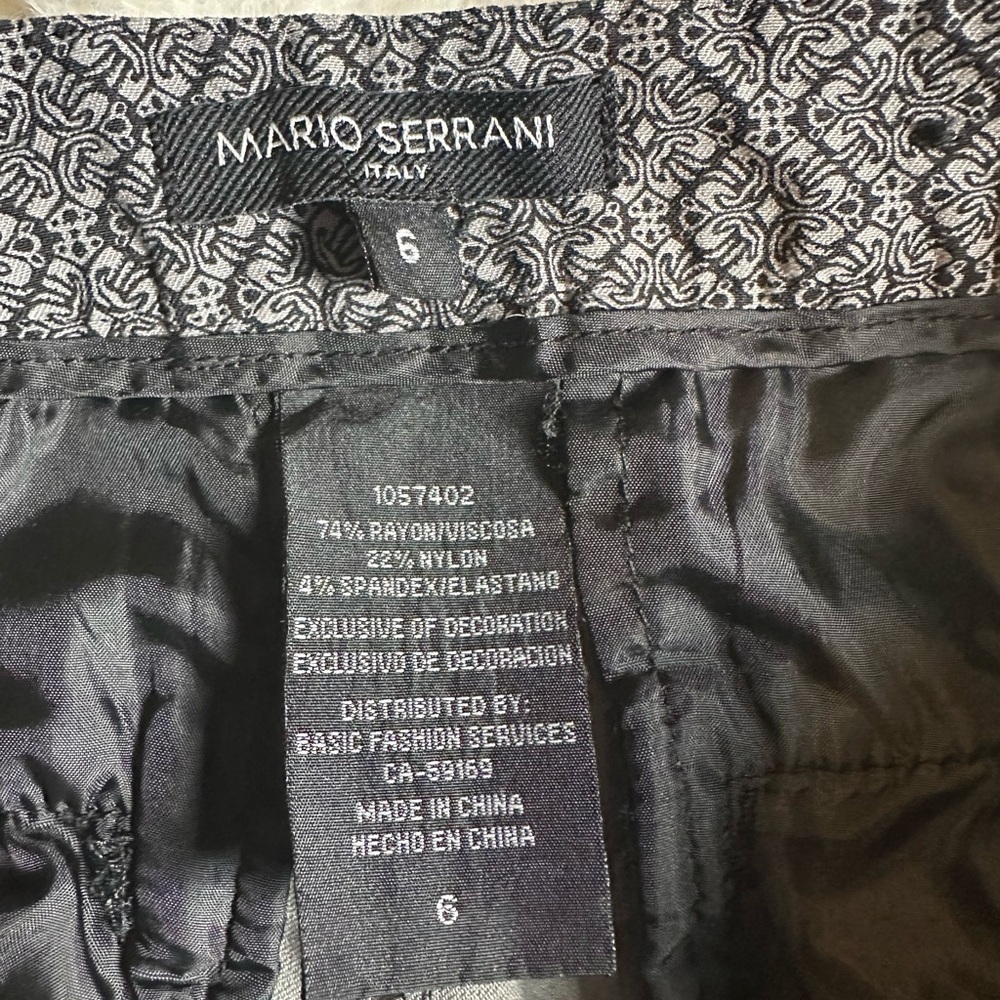 Mario Serrani Italy Black & White Printed Slim Ankle Pants | Size 6 - Picture 3 of 5